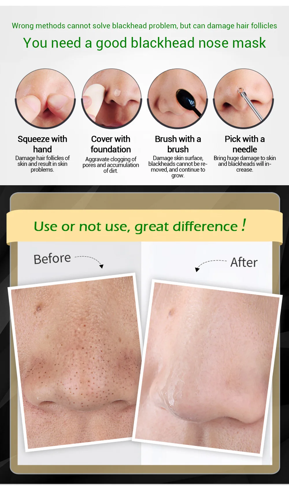 Description Picture 5 of item5PCS Peel Off Black Face Mask Blackhead Remover Acne Treatment Nose Sticker Oil-control Pore Strip Cleanser Face Mask Skin Care