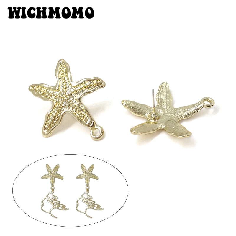 

New 33*28mm 4pieces/bag High Quality Zinc Alloy Big Starfish Earring Base Connectors Linkers for DIY Earring Jewelry Accessories