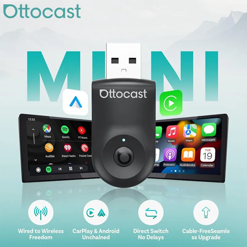OTTOCAST Mini Pico 2026 – Adattatore Wireless 2 In 1 Per CarPlay E Android Auto, Cambio Telefono Con Un Pulsante