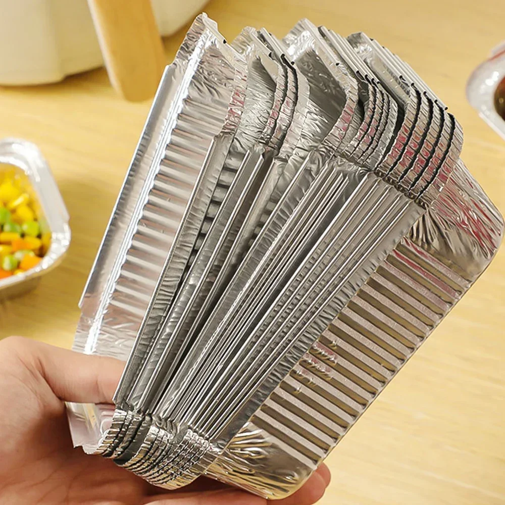 Oil-Proof Air Fryer Tin Box for Oven Steaming Basket Disposable Non-Stick Aluminum Foil Paper Box Kitchen Tool BBQ Tray 10/20pcs