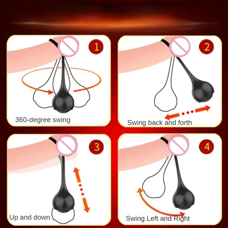 Glans Trainer Penis Extender Cock Ring 4 Ball Heavy Weight Hanger Stretcher Enlargement Silicone Dumbbell Sex for Men