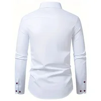 2025 FGKKS hommes chemise blanche flambant neuf à la mode Patchwork à manches longues élastique quatre saisons haute rue mâle robe chemise 3