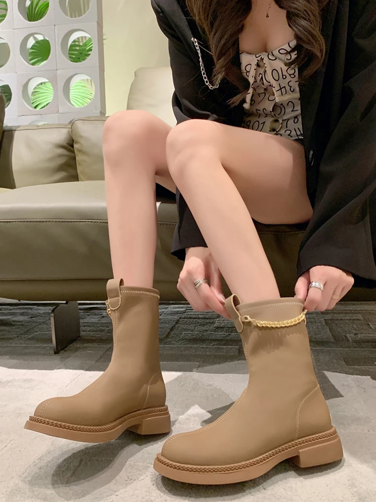 

Женские ботинки в стиле «Лолита», низкие ботинки, женские роскошные дизайнерские полусапожки на платформе и молнии с круглым носком, рок, мода 2023