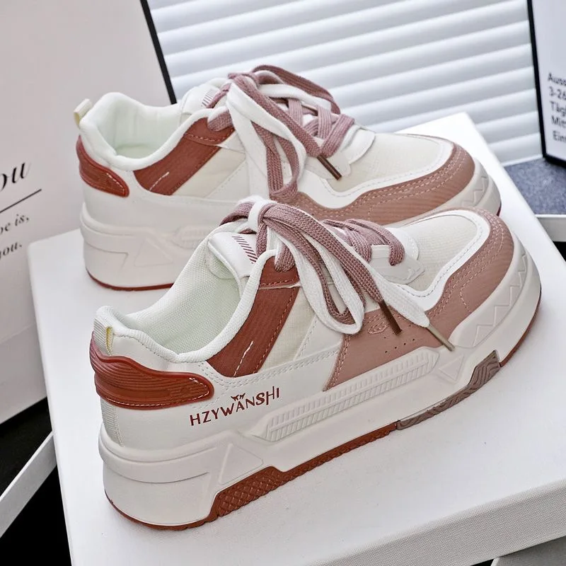 Autumn Women Vulcanize Shoes Flat with Lace-up Sneakers Outdoors Non-slip Casual Comfortable Female Sports Shoes