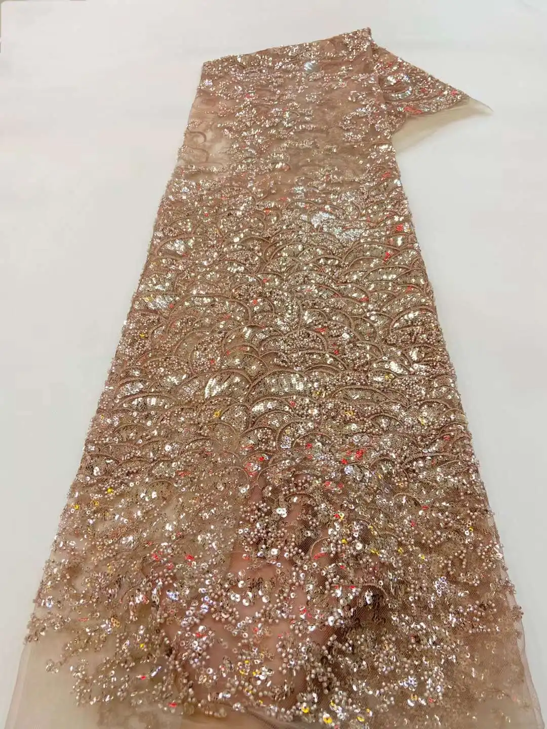 

African Lace Fabric Beaded Groom Embroidered Sequined Nigerian Lace Fabrics 2023 High Quality French Tulle Lace Fabric For Dress