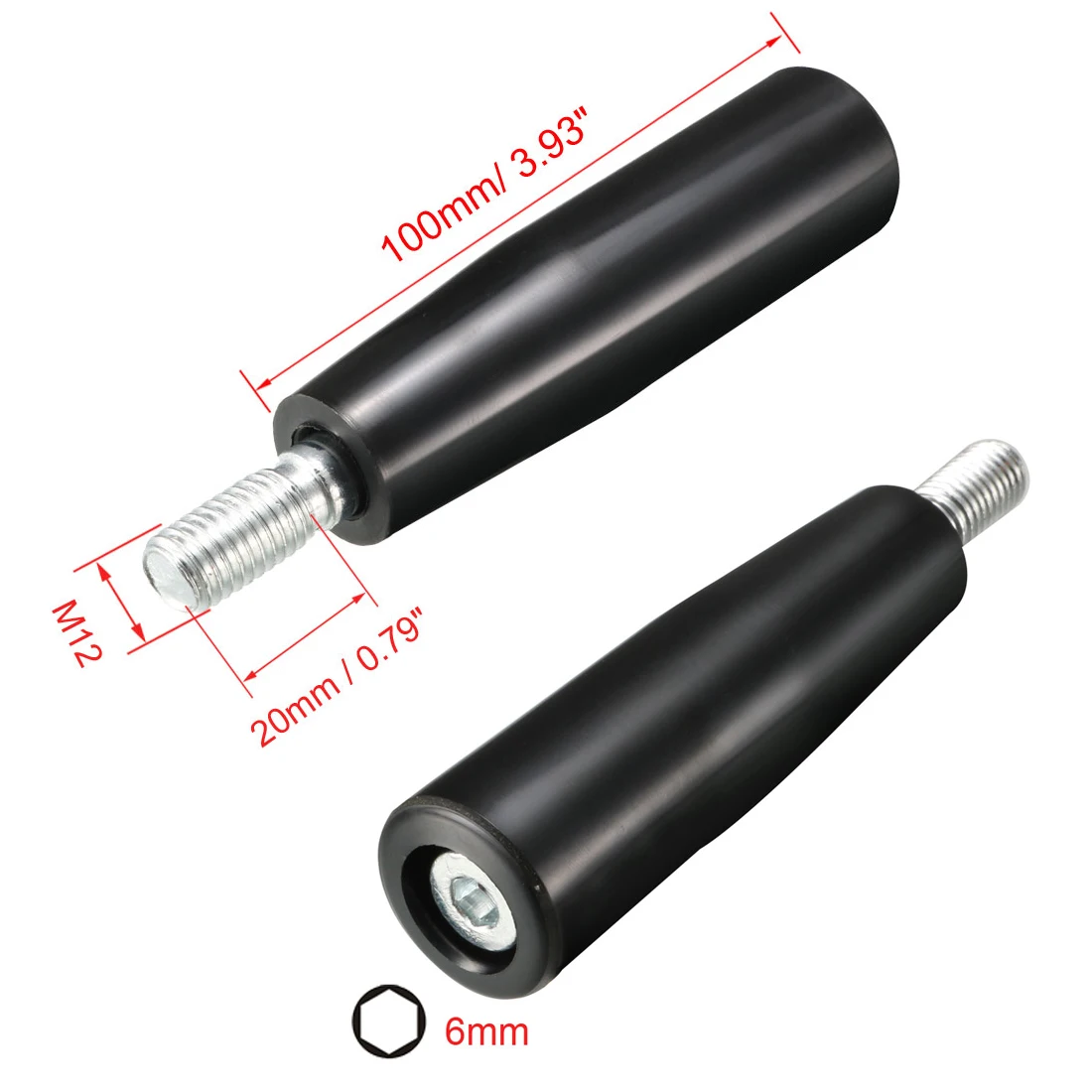 1Pcs M10 M12 Revolving Handle Plastic Metal Knob Male Threaded Stem Handwheel Screw fit for Milling Machine Lathe Grinding 100mm