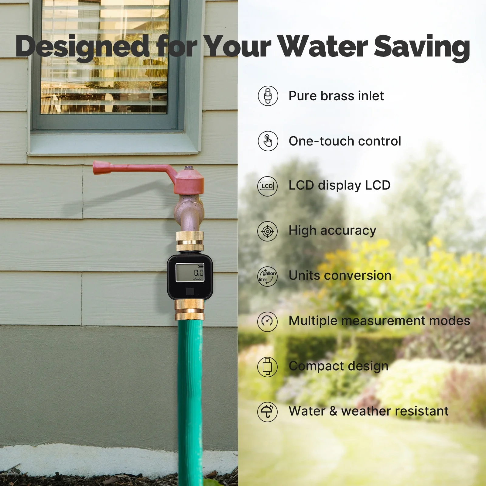 Water Flow Meter MOES Digital Water Flow Meter Brass Inlet Waterproof
