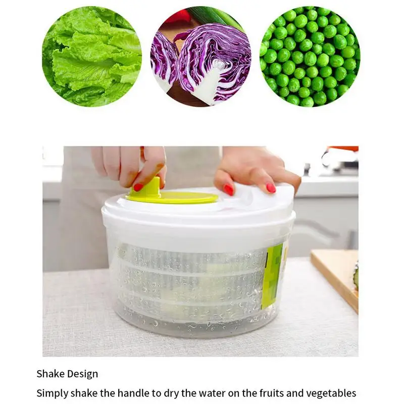 

Salad Spinner Large Capacity Dryer with Double Layer Quick Easy Multi-Use Dehydrator Drainer Fruits Vegetables Pasta and Fries