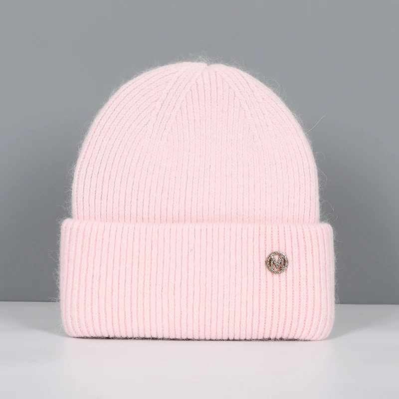Women's Fashionable Real Rabbit Fur Winter Beanie - Warm and Stylish Solid Hat