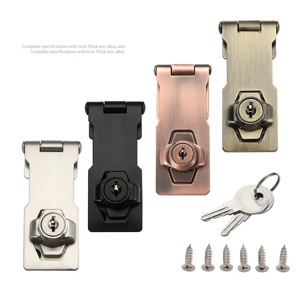 Zinc Alloy Keyed Hasp Lock Punch-free Burglarproof Home Office Security Buckle Shed Cupboard Drawer Cabinet Wooden Door Lock