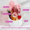 360 Rotating Cosmetics Makeup Brush Organizer with Lid Dustproof Large Capacity Cosmet Holder Box for Jewelry Pen 1PC 4