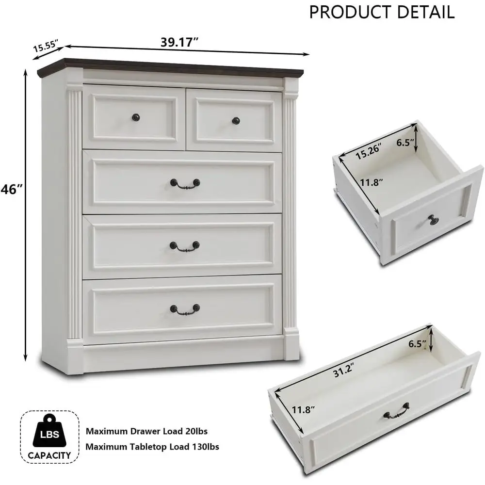 Farmhouse 5-Drawer Dresser 2
