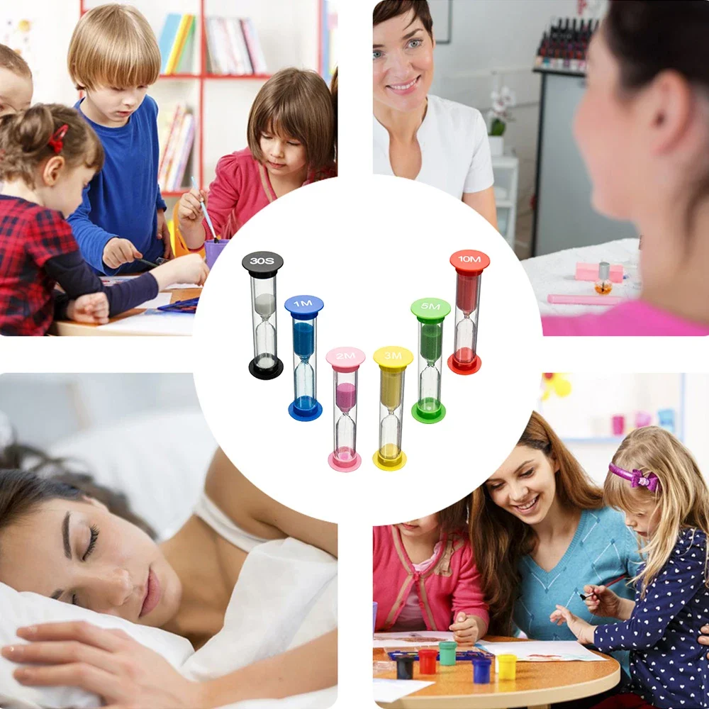 6 Pieces/set Sand Clock Colorful Hourglass Shower Timer Children's Home Decoration Clock Decoration Garden Hour Glass Time Decor sand timer liquid hourglass timer colored hourglass