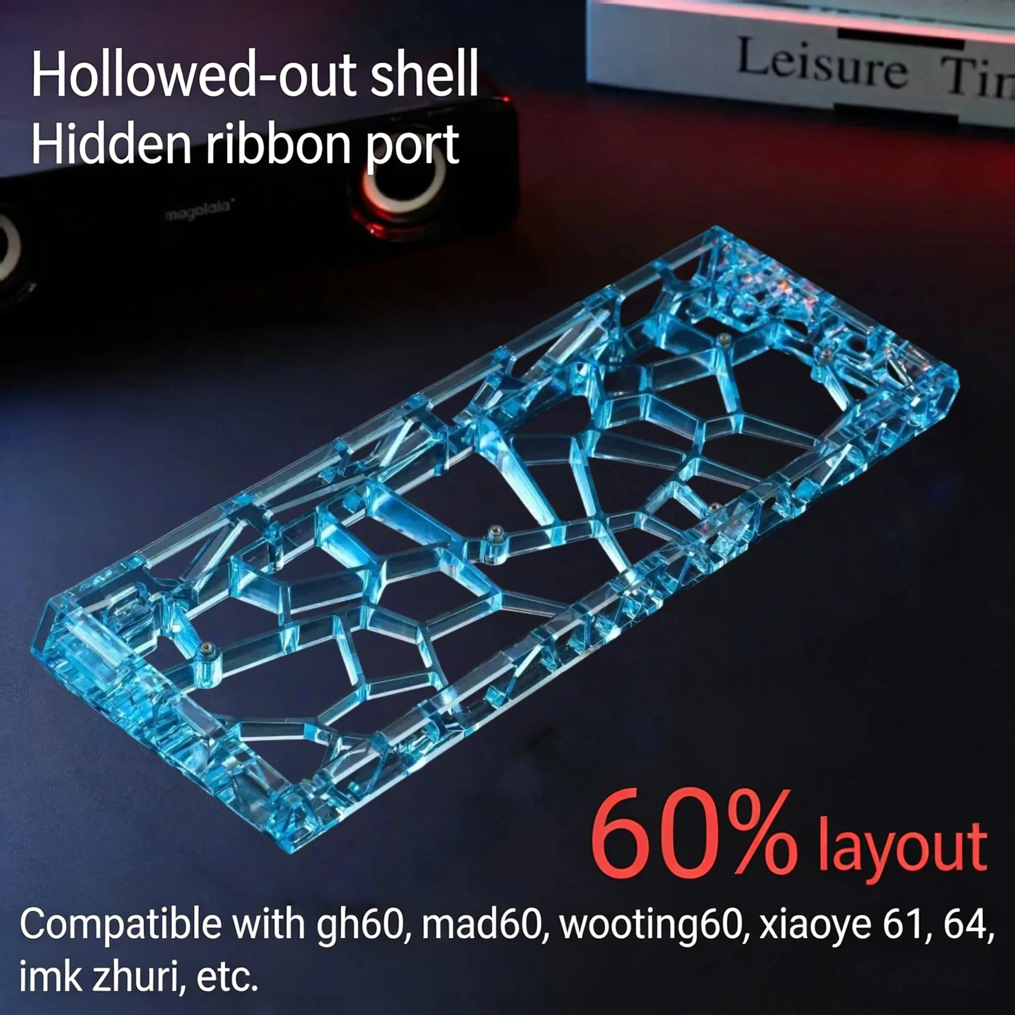 Transparent Hollow GH60 Keyboard Case for 60% Layout - DIY Custom Gift