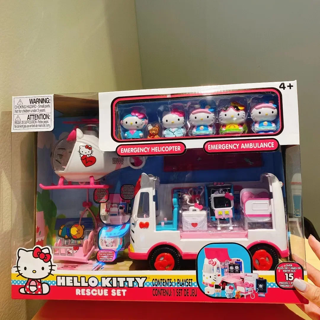 

Игрушки Sanrio KT для девочек, экшн-фигурки кошек, спасателей, вертолетов, скорой помощи, хобби, праздничные подарки для детей