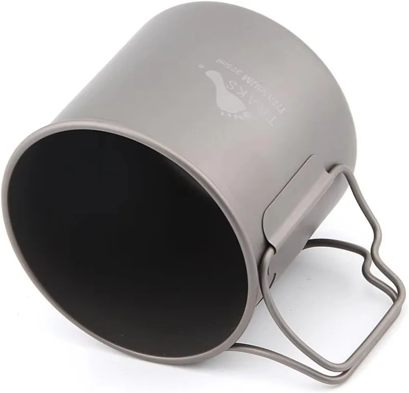 TOAKS Titanium 375ml Cup, Ultralight Outdoor Camping Mug Foldable Handle Tablewaret without Lid CUP-375 3