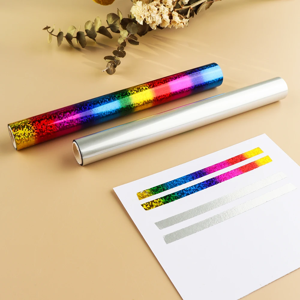 19.3cmx5m Holographic Foil Roll Toner Reactive Foil for Laser Printer  Laminator Hot Stamping Holographic Foils for Cards Crafts