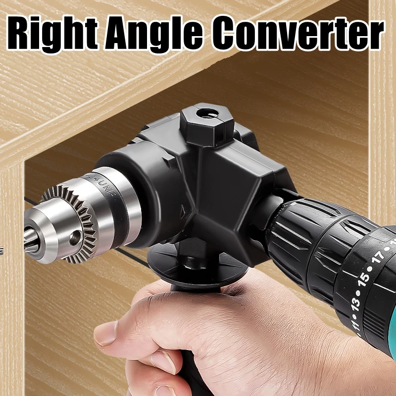 90&deg; Three Jaw Chuck Corner Impact Drill Adapter Right Angle Bend Extension Chuck Drill Adapter Right Angle Converter Accessory