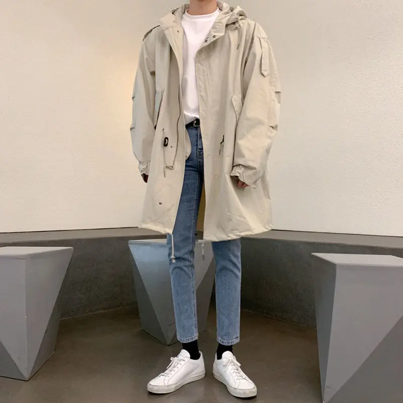 

2023 Male Business Casual Trench Autumn Winter Coats Men Single-breasted Cashmere Long Trench Coats Covercoats Jackets A92