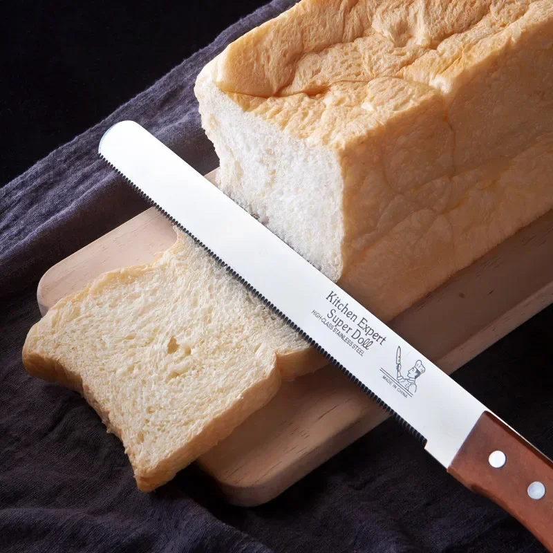 Bread Cutter 10 Inch Serrated Knife Cake Cutting Long Baguette Slicer Stainless Steel Loaf bread cutter