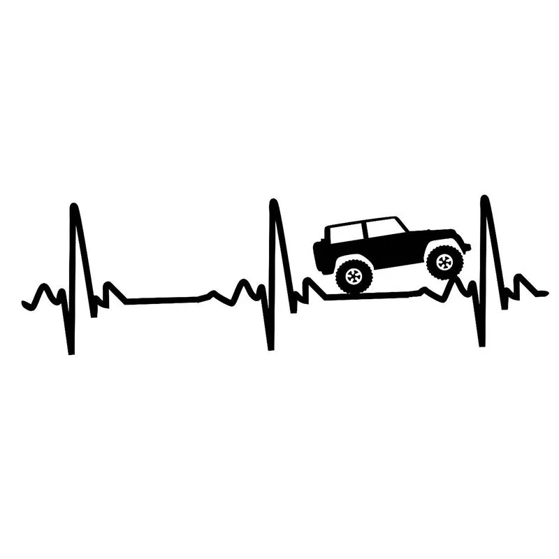 20.32X6.35Cm Adesivi Per Auto Heart Beat Ecg Per Jeep Wrangler-Sticker/Decalcomania Per Auto, Camion, Laptop 4X4