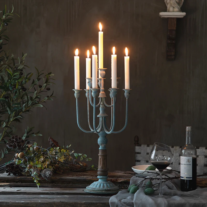 

The product can be customized.European retro baroque candlestick wrought iron to make old ornaments creative romantic