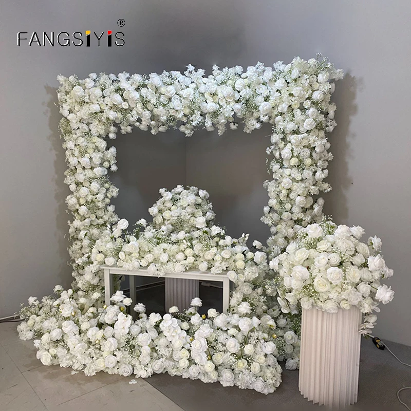 

Artificial Baby Breath Rose Flower Row Wedding Backdrop Arch Arrangement Event Table Centerpieces Ball Party Floor Floral Runner