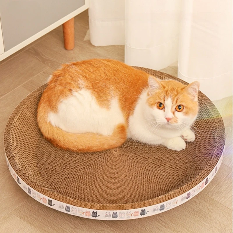 고양이 스크래치 매트 주름진 고양이 긁개, 내마모성 애완 동물 침대, 원형 타원형 고양이 발톱 연마기, 가정용 애완 동물 장난감 액세서리