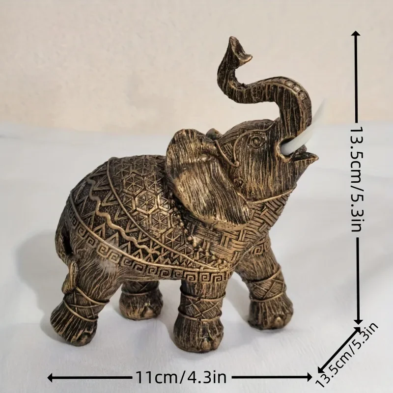 Lucky Feng Shui Elephant Statue Golden Wealth Sculpture Home Decoration Mini Figurine Gift Decoration Crafts Figurines
