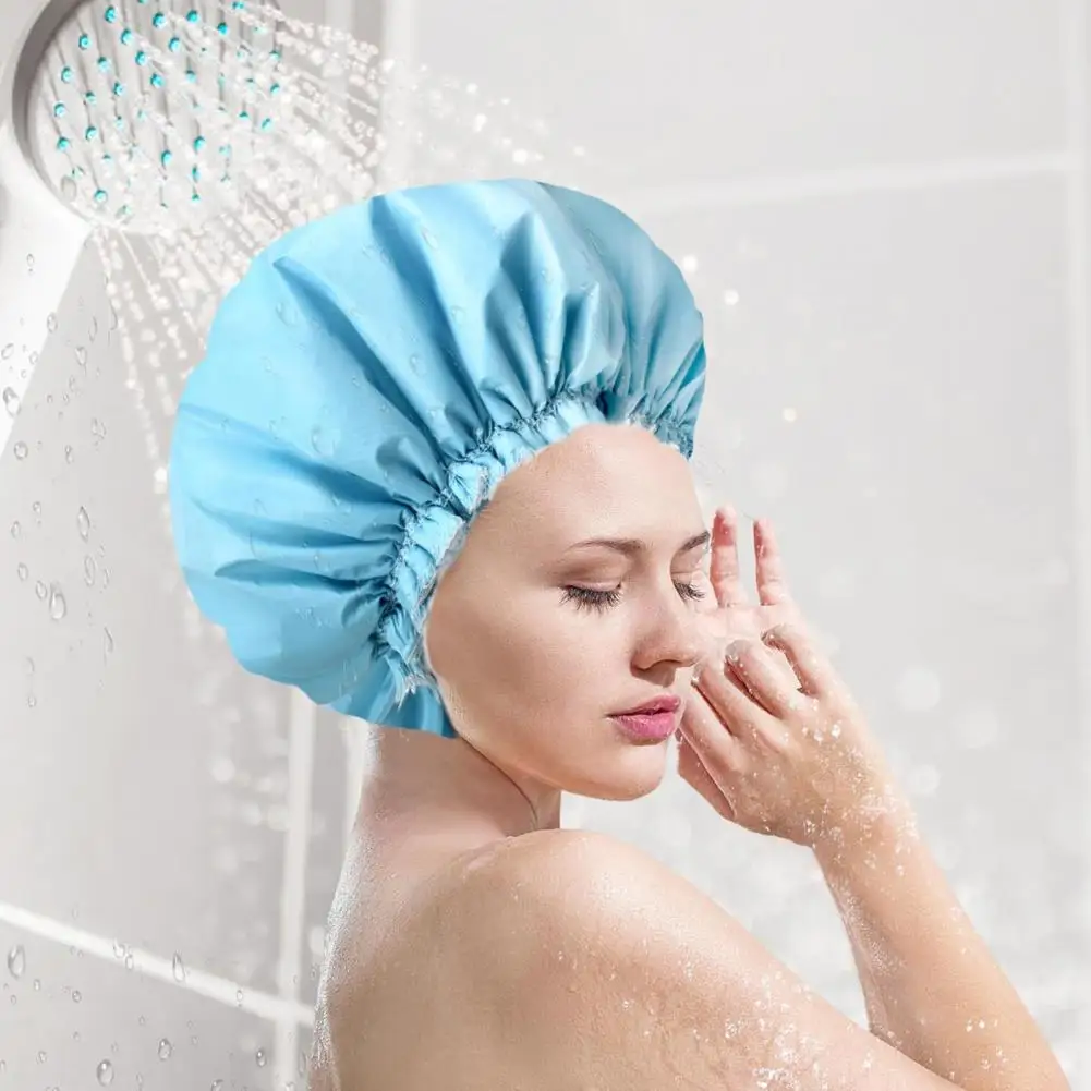

Shower Hat Waterproof Shower Cap with High Elasticity Band for Women Lightweight Reusable Hair Drying Cap with Great Water