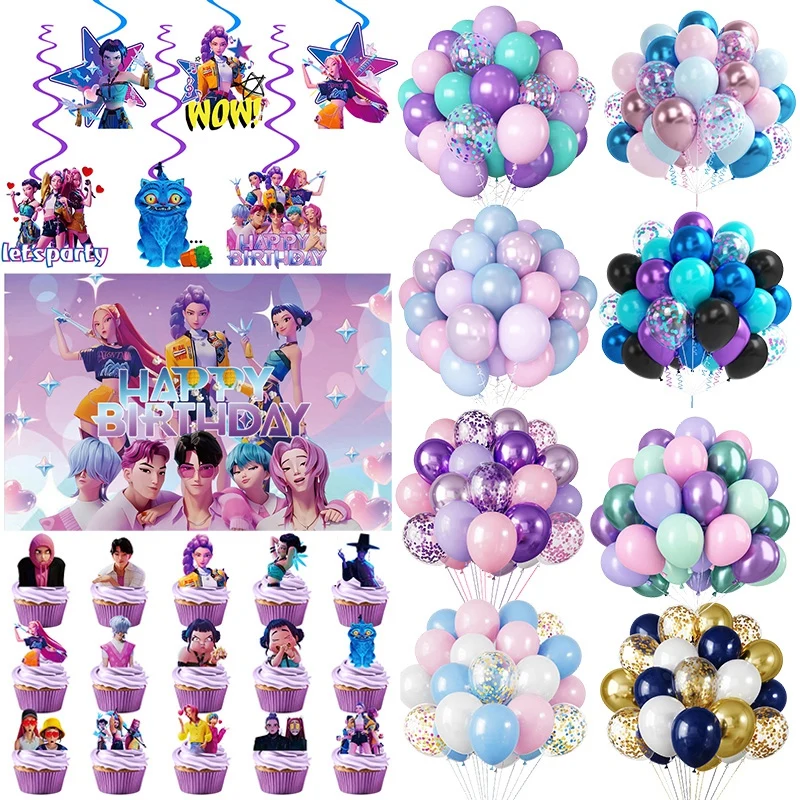 Kit Décoration Fête Anniversaire Kpop Demon - Bannière, Ballons, Accessoires Pour Thème Anime Et Kpop