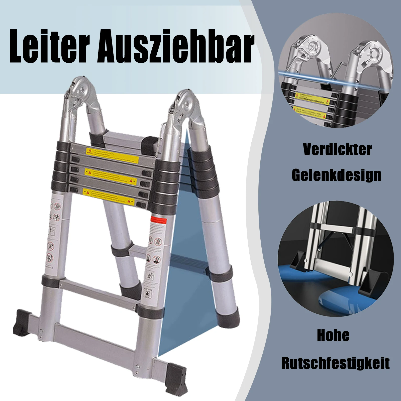 Folded ladder stored compactly in vehicle trunk