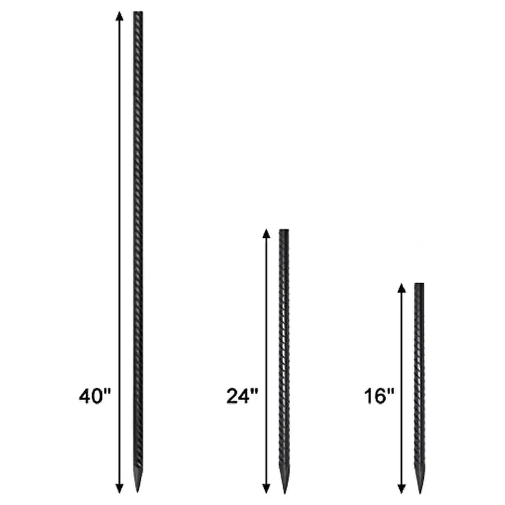 Steel Rebar Stakes 24" Landscape Timber Spikes 20 pcs Heavy Duty Concrete Forming Garden Plant Survey Markers Tent Stakes Black