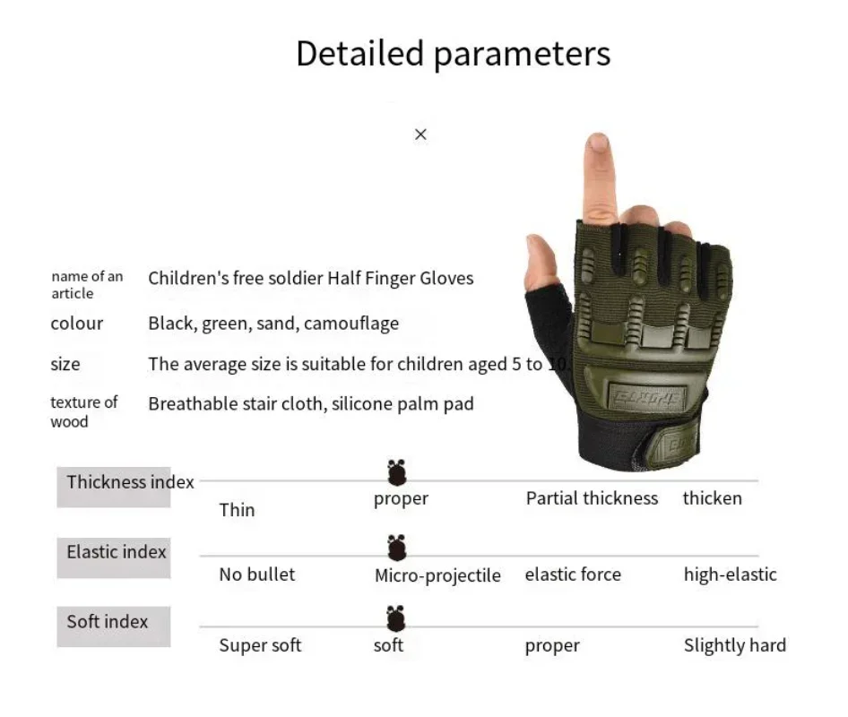 Kids Fingerless Gloves 5-10 Years Old Combat Anti-Skid Sports Riding Outdoor Half Finger Boys Girls Gloves fingerless gloves half finger gloves
