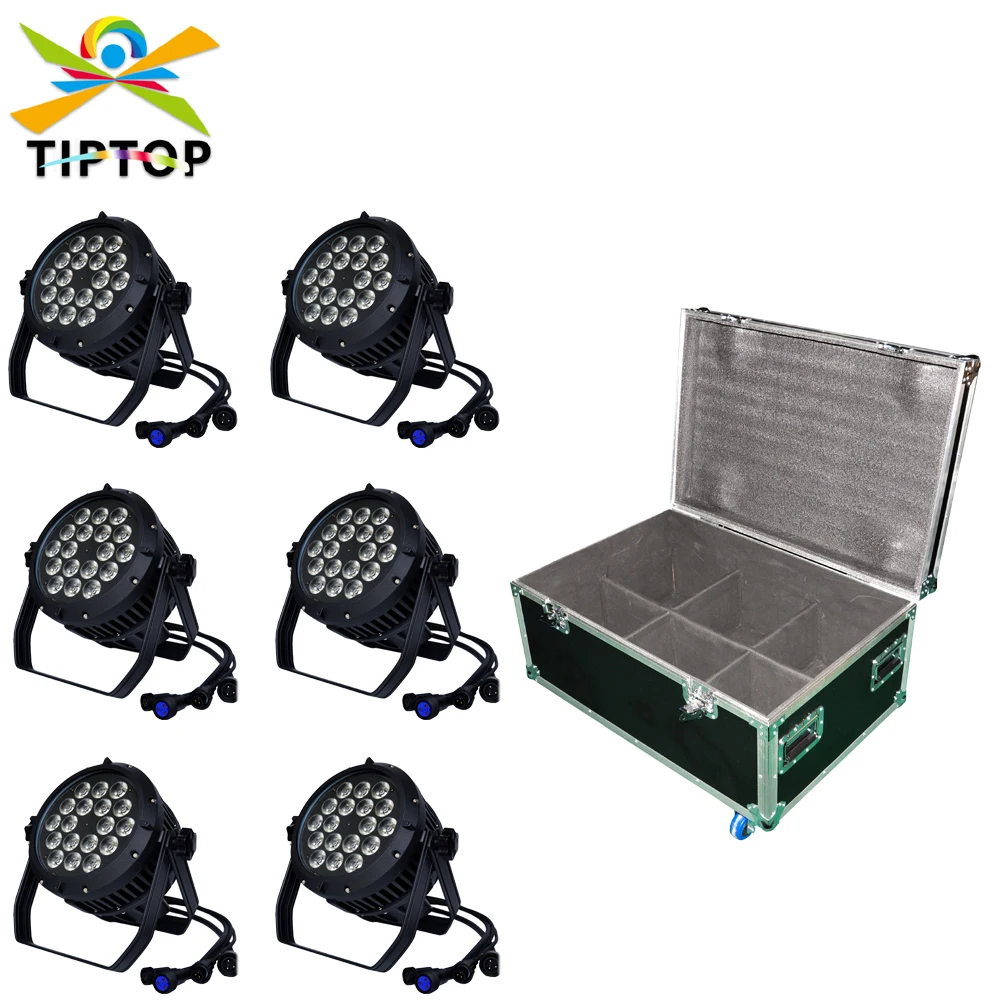 

TIPTOP Stage светильник 18x1 8W СВЕТОДИОДНЫЙ DJ Par Светильник RGBWAUV 6in1 Par Can 64 DMX512 Disco Bar Waterproof Rack Flight Tour чехол 6in1 Pack