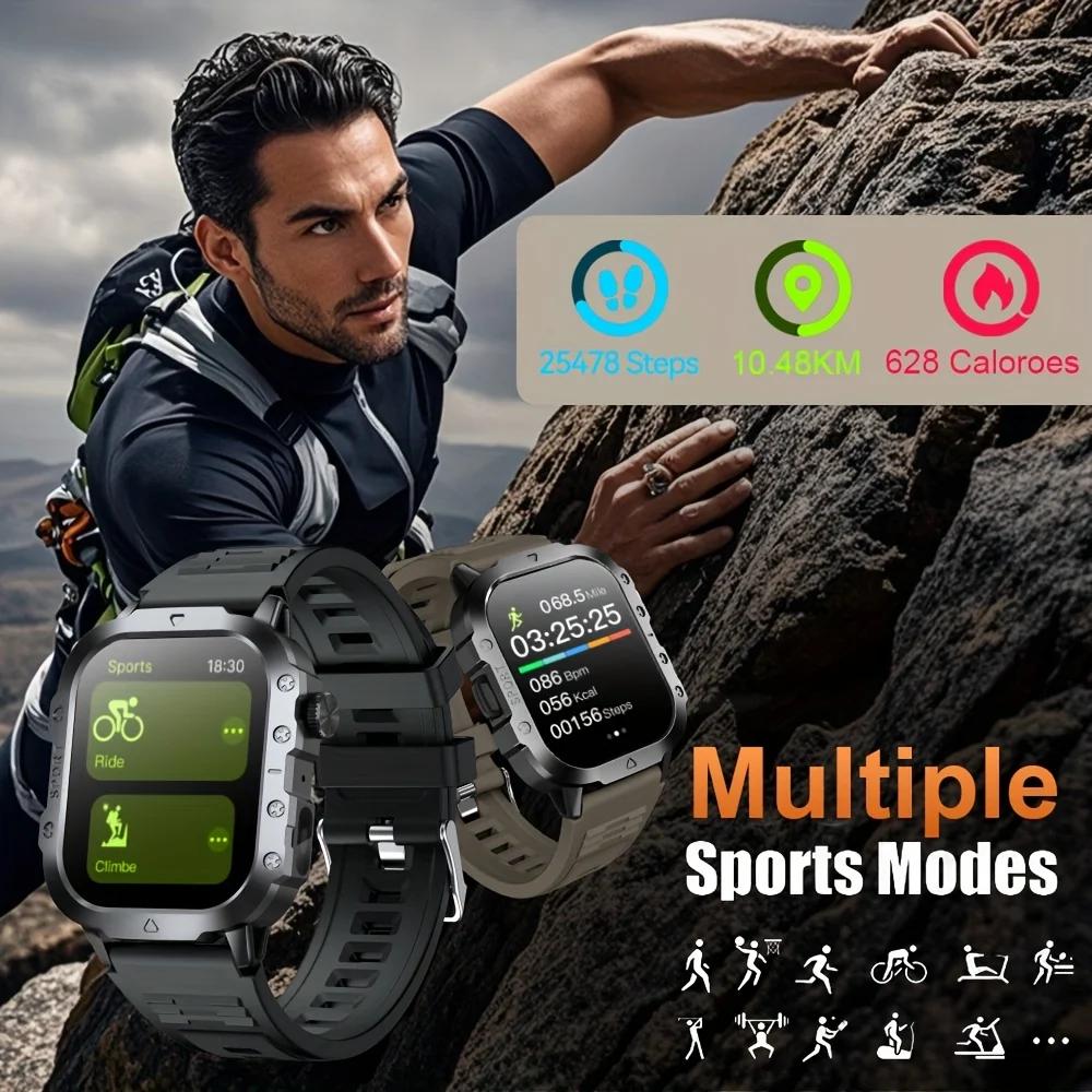 2026 New Sports Smartwatch Bluetooth Calling LED Flashlight Sleep Monitoring Fitness Tracking Men's 2026 New Smartwatch 4