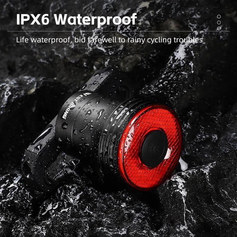 WEST BIKING Smart Bike Taillight IPX6 Waterproof Intelligent Sensing Brake Tail Light Bicycle Rear Light Cycling Warning Light