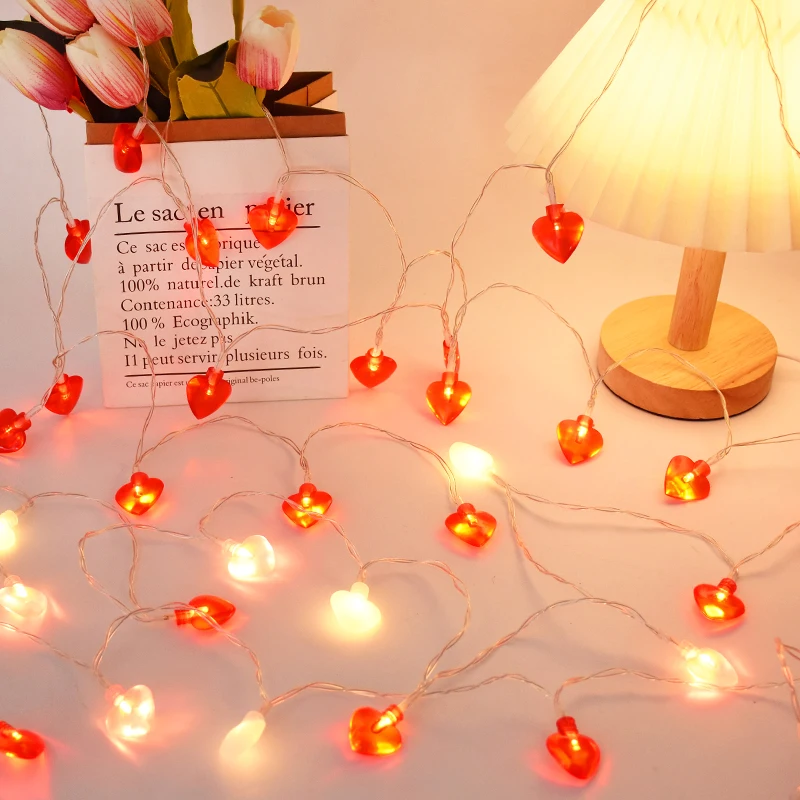 

1.5m Valentine's Day Heart Decoration 10LED Heart Shaped Light String Wedding Party Pendant Fairy Lamp Festival Accessories