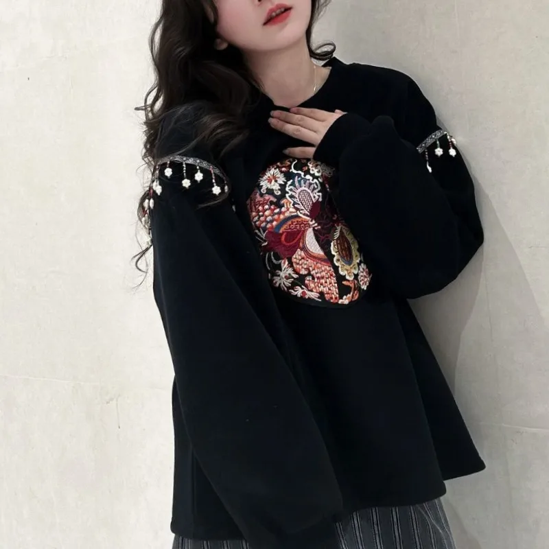 Women's Autumn Winter New Fashionable Elegant Round Neck Pullover Long Sleeved Hoodie Casual Versatile Stylish Comfortable Tops
