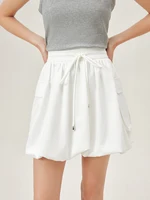FSLE Summer A-Line Women Short Skirt 2024 New High Waist Bud Shape Versatile Casual Short Black White Skirt For Women 24FS12908