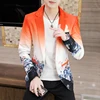Autumn New Print Fashion Handsome Fashion Fashion Banquet Boutique  Korean Version Slim Casual Single West  Men Blazer Slim Fit 1