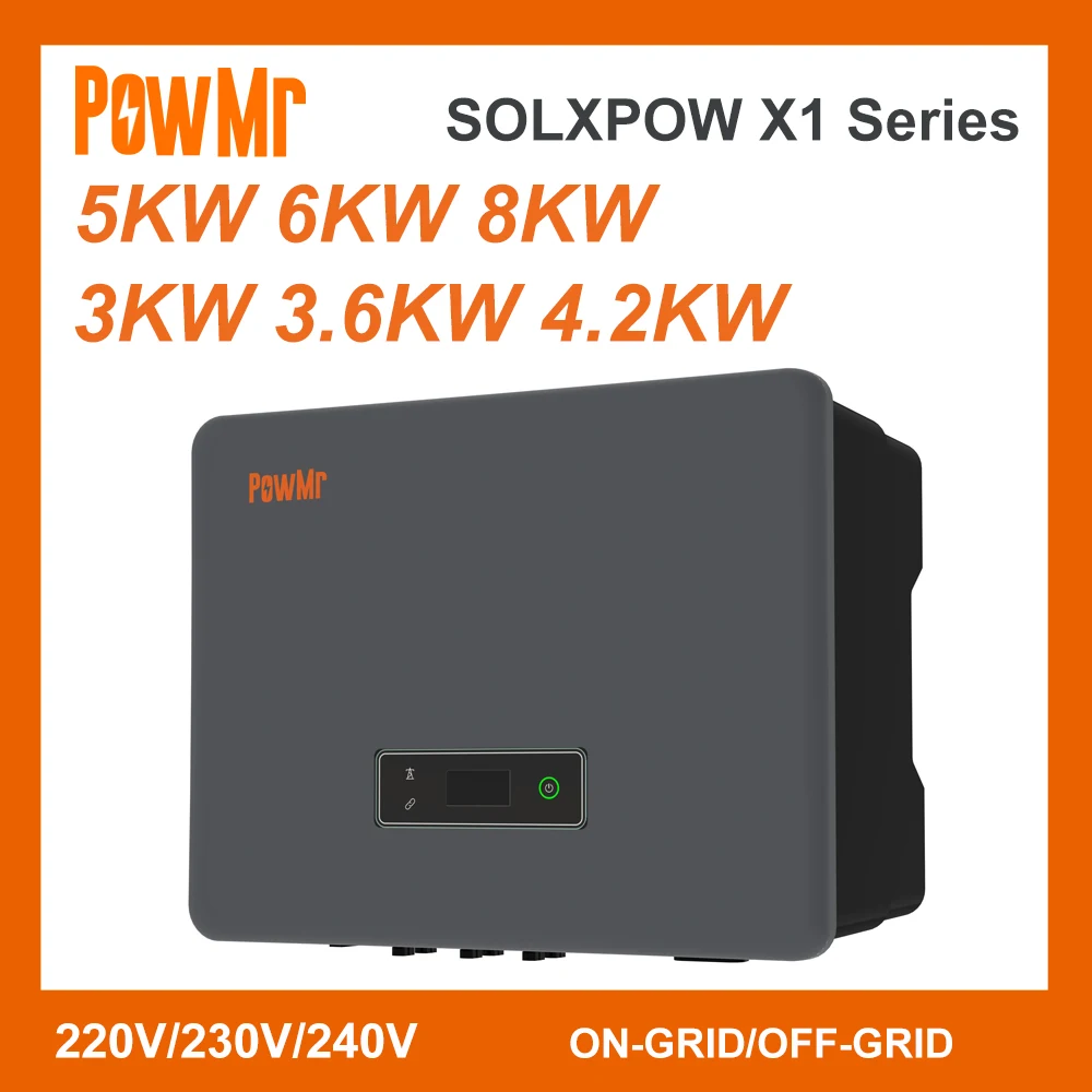 Powmr Solxpow Serie X1 Storage Off-Grid/Grid-Tie Inverter 3Kw 3.6Kw 4.2Kw 5Kw 6Kw 8Kw Display Oled 1-2 Mpp Traker 220/230V Ac