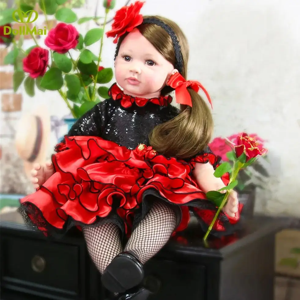 24 Inch Elegant Reborn Baby Girl Doll 60 cm Soft silicone vinyl limbs noble Princess  Toddler Doll  Bebe Reborn Boneca