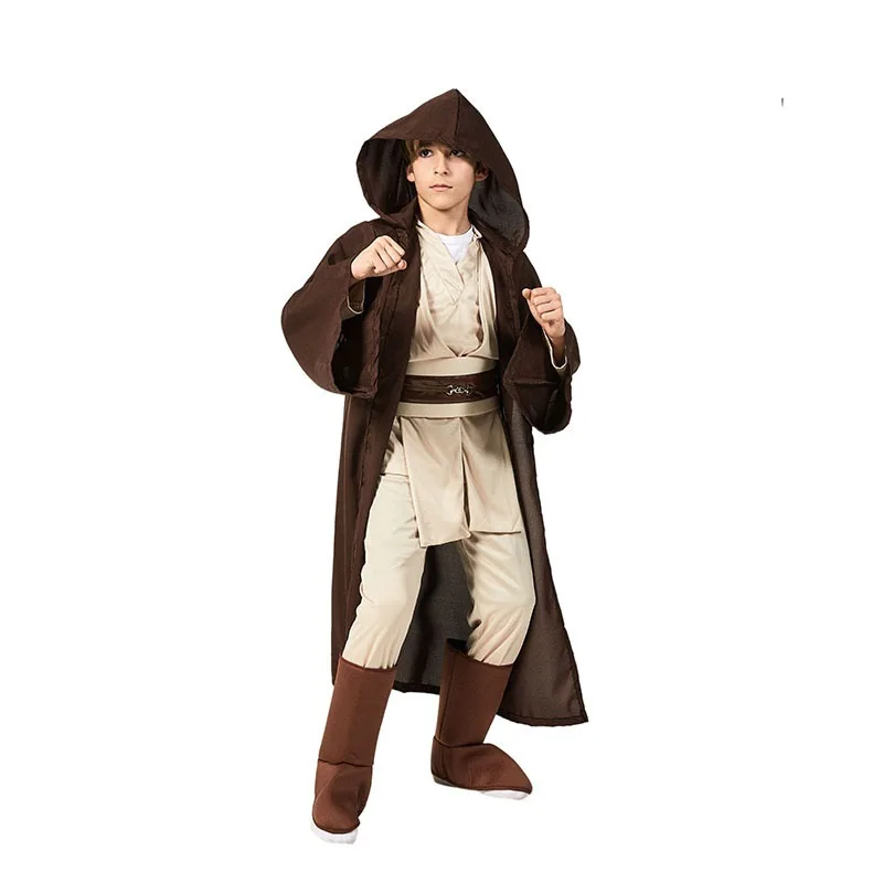 

P-jsmen Movie Star Kids Children Jedi Obi Wan Kenobi Costume Tunic Robe Cloak Cosplay Full Set Halloween Props High Quality