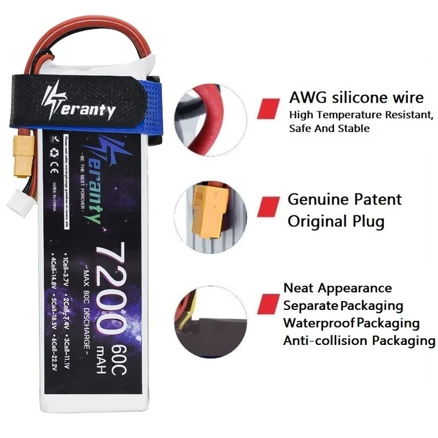 C Batteries 24 Pack 2-Pack 4S 6500mAh 100C Lipo Batteries
