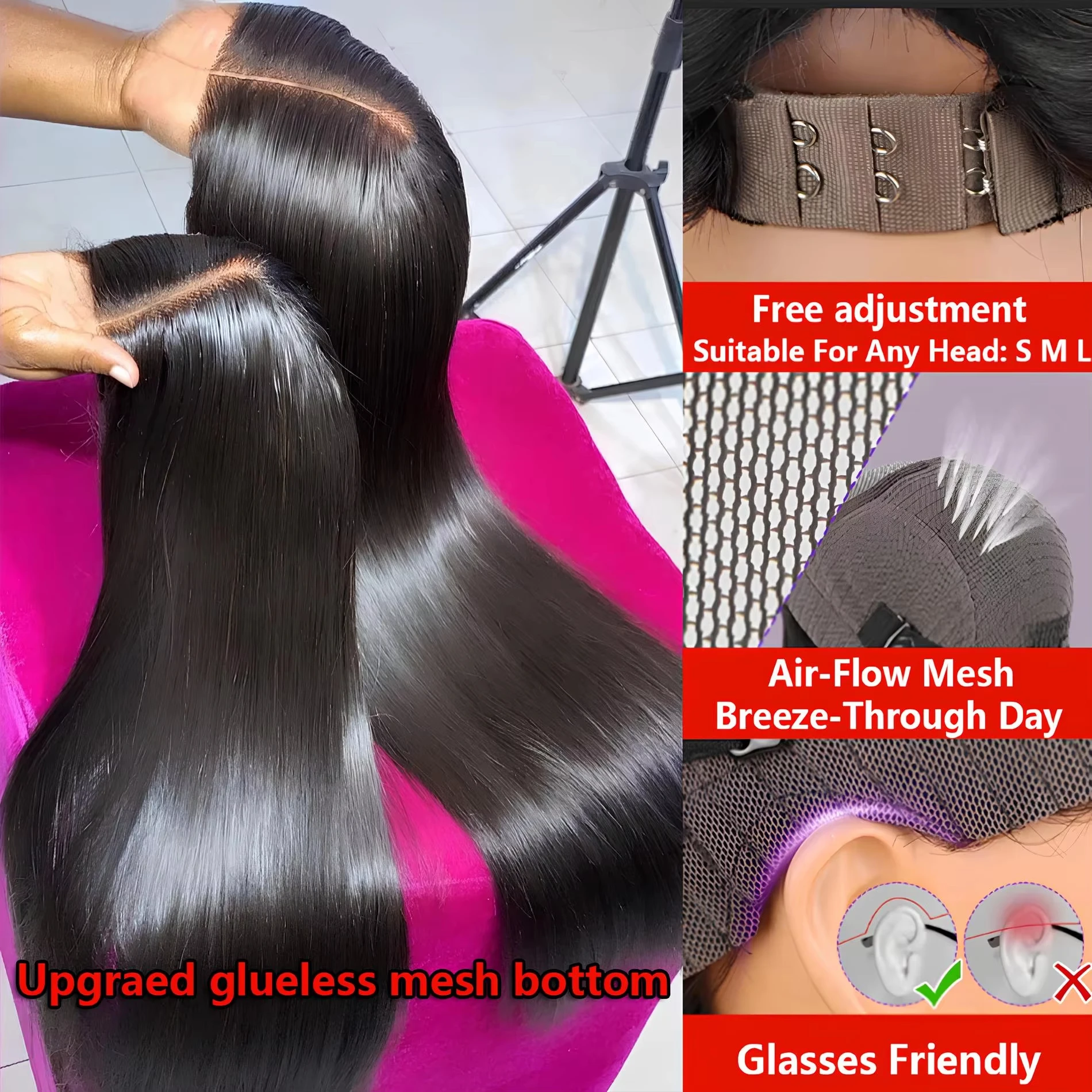 No Silk Human Hair 30 Inch HD Lace Wigs 4