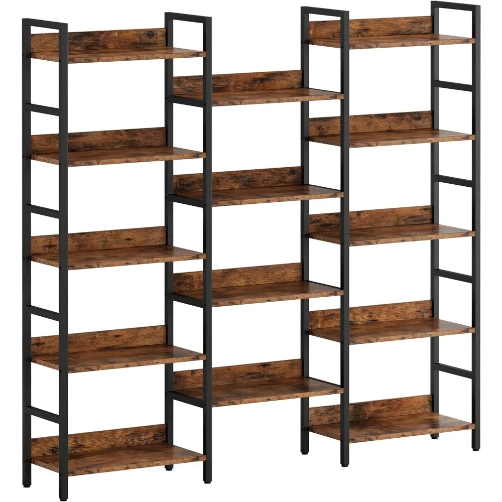 

Промышленная книжная полка на 5 ярусов с перегородками, большая Etagere книжная полка с металлической рамой для гостиной, дома, офиса