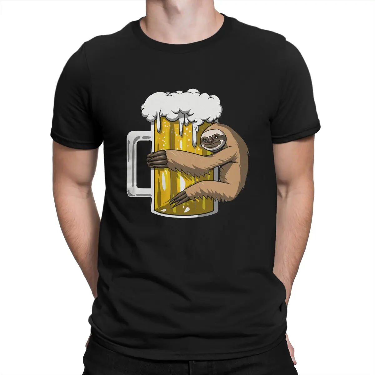 

Sloth Cute Beer Party T Shirt Vintage Goth Teenager Summer Oversized Cotton Men's Tees Harajuku O-Neck TShirt
