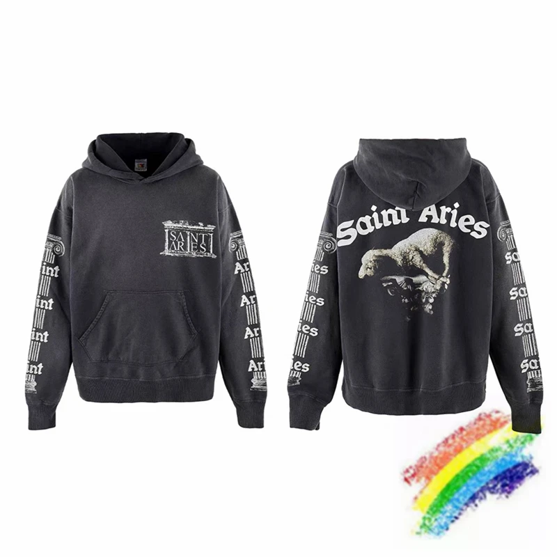 

Washed Saint Michael Aries Hoodie Men Women Best Quality Vintage Pullover