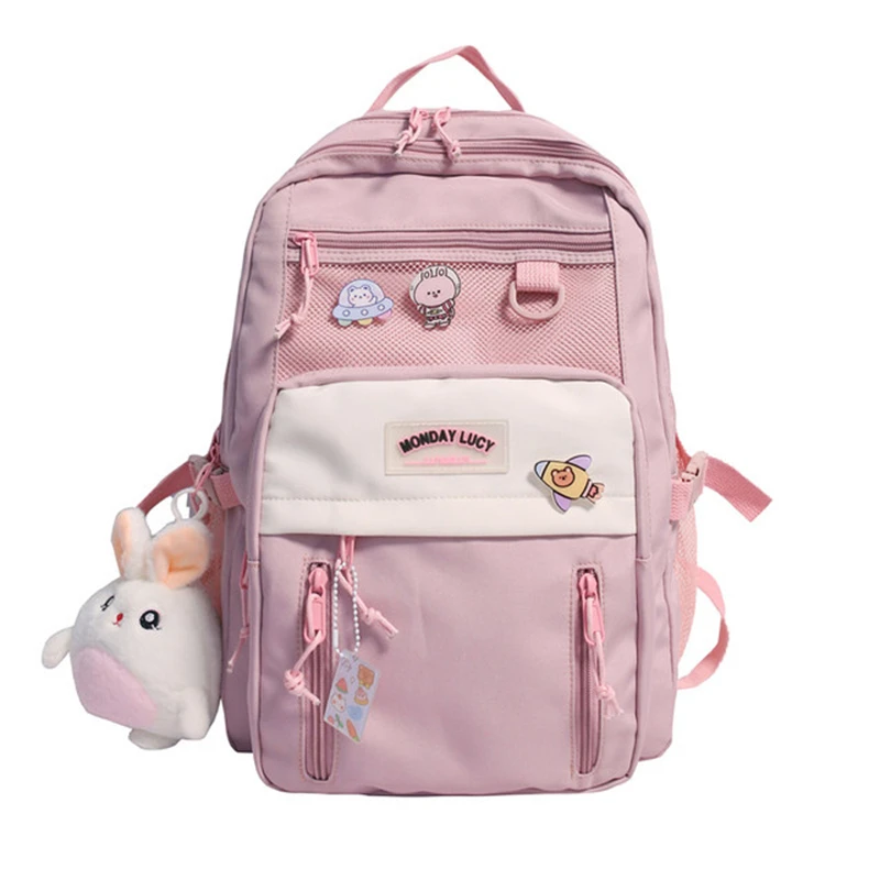 

Women Cute Backpack High Capacity Female Harajuku School Bag College Lady Kawaii Cartoons Backpack Fashion Book Girl Bag Student